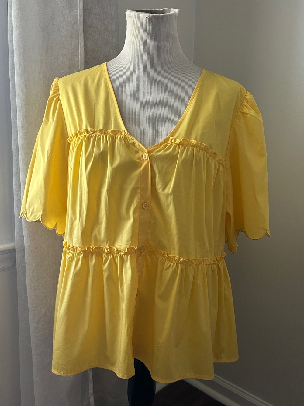 Marc New York Andrew Marc NWT Yellow Ruffle Babydoll Blouse